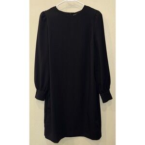 Jaeger Little Black Dress, Pearl Button On Sleeve, Pockets, Back Zip, EUC